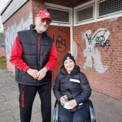 Herbert Schacht und Kristina Vogel auf dem SCP-Gelände