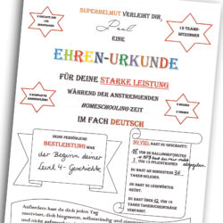 Ehrenurkunde für starkes Homeschooling