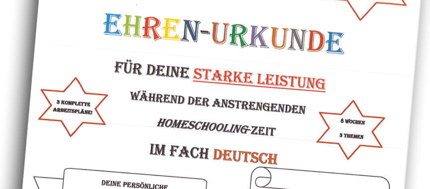 Ehrenurkunde für starkes Homeschooling